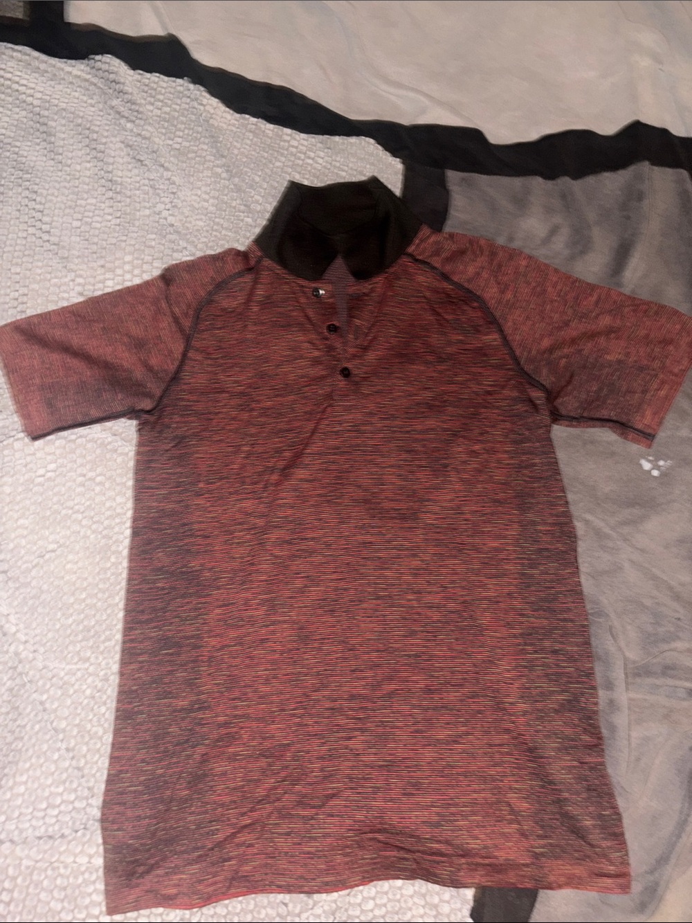 lululemon athletica Heathered Maroon Polo with Black Contrast Collar